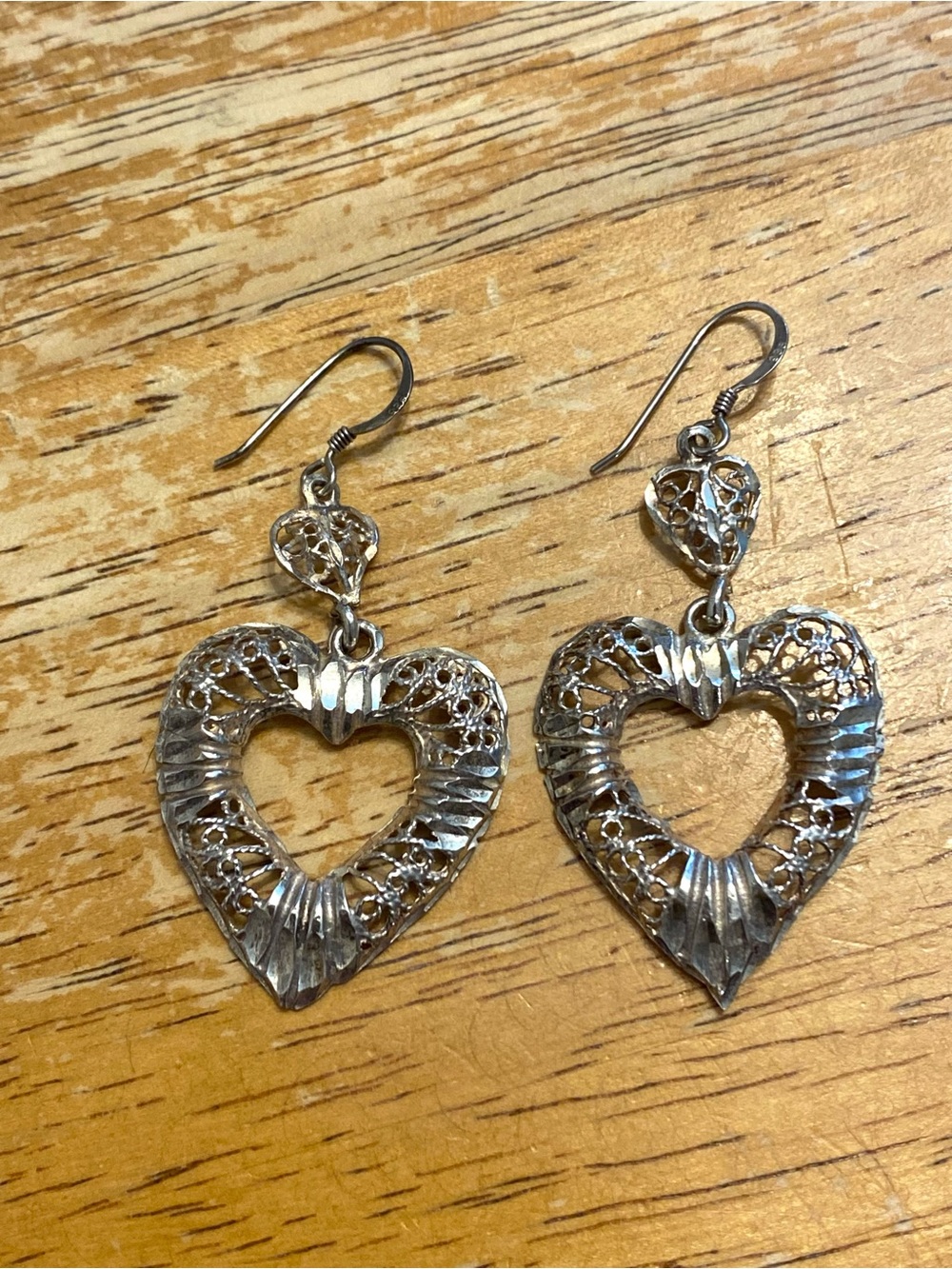 Vintage Sterling Silver Heart Earrings